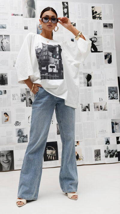 MISS CITY OFFICIAL Damski T-shirt City Signal (biały)