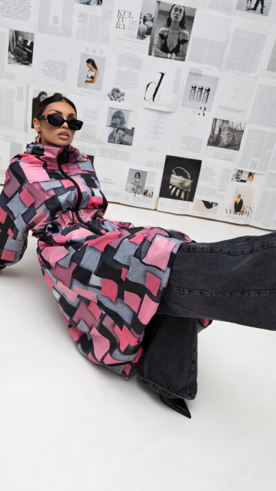 MISS CITY OFFICIAL Damski płaszcz Pixsel Art (wielobarwny)