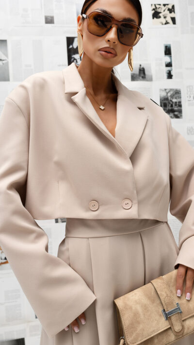 MISS CITY OFFICIAL Damski żakiet stójka Soft Aura (jasny beż)