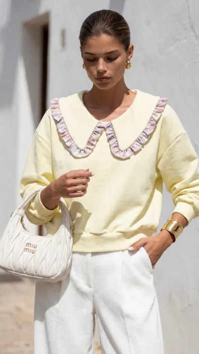 Cocomore Bluza z kołnierzem (pudrowy żółty)