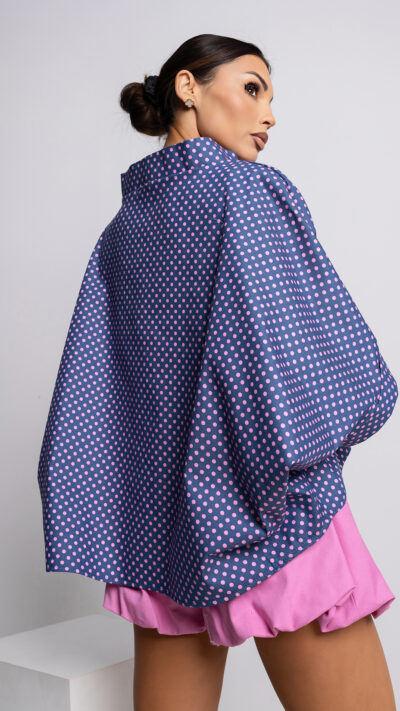 MISS CITY OFFICIAL Damska Bluzka Kimono Dot (niebiesko-różowy)