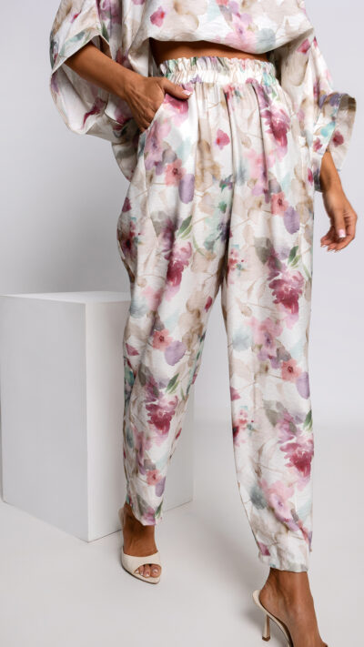 MISS CITY OFFICIAL Damskie Spodnie Botanical (pudrowy beż)