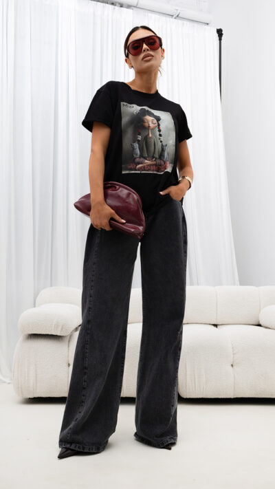 MISS CITY OFFICIAL Damski T-Shirt Meditation (czarny)