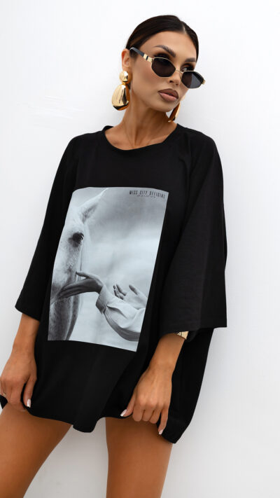 MISS CITY OFFICIAL Damski T-shirt Touch (czarny)