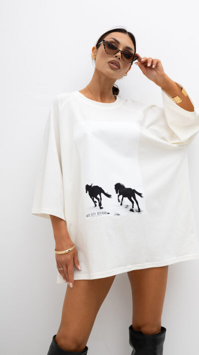 MISS CITY OFFICIAL Damski T-shirt Horsecore Baby (biały)