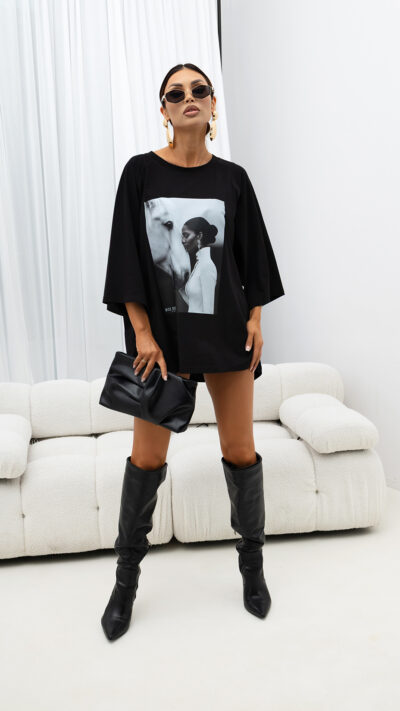 MISS CITY OFFICIAL Damski T-shirt Calm (czarny)