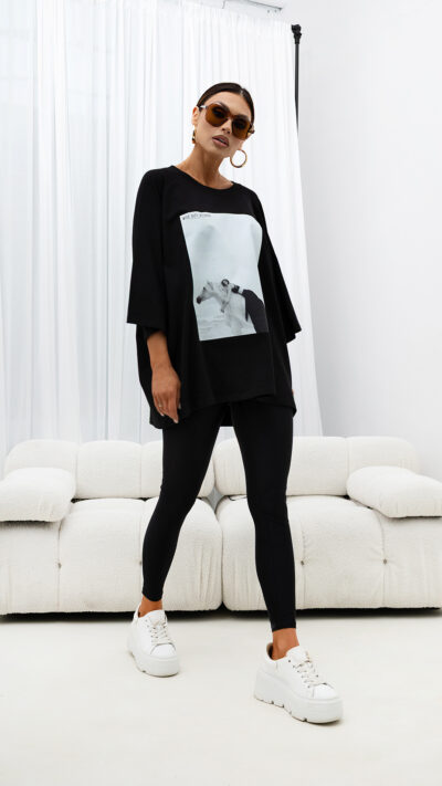 MISS CITY OFFICIAL Damski T-shirt Saddle Mood (czarny)