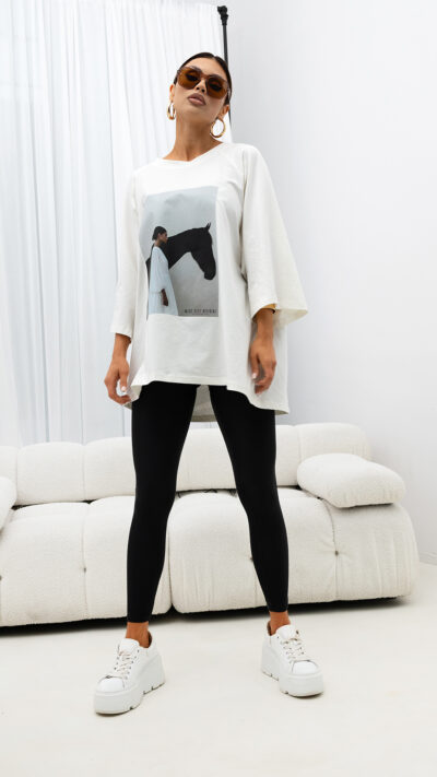 MISS CITY OFFICIAL Damski T-shirt Savage Elegnace (biały)