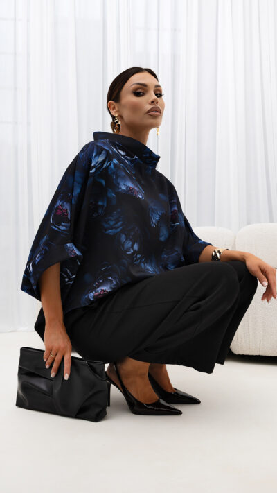 MISS CITY OFFICIAL Damska Bluzka Kimono Peony (niebieski)