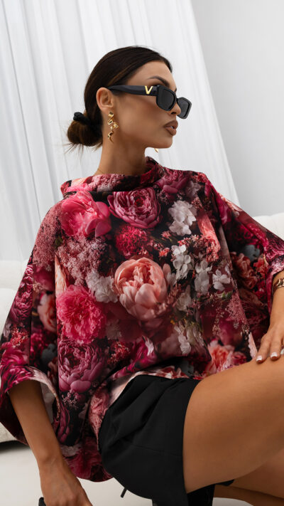 MISS CITY OFFICIAL Damska Bluzka Kimono Peony (ciemny róż)