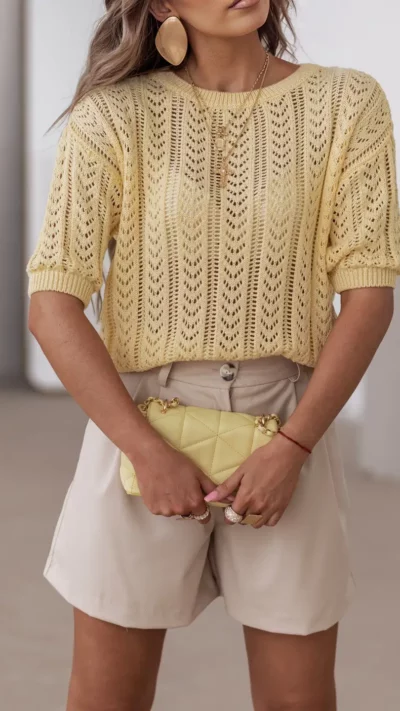 SimpliCity Sweter ażurowy Judie (banan)