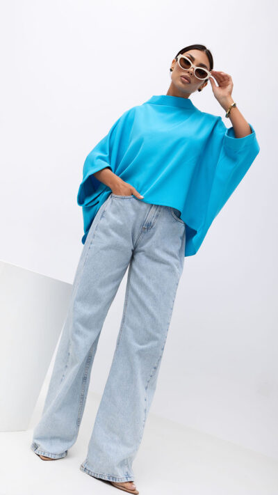 MISS CITY OFFICIAL Damska Bluzka Kimono (turkusowy)