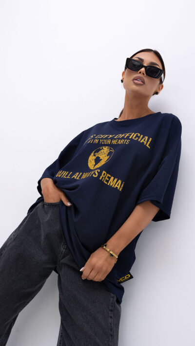 MISS CITY OFFICIAL Damski T-shirt Urban Globe (granatowy)