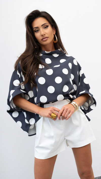 MISS CITY OFFICIAL Damska Bluzka Kimono Big Dot (szary)