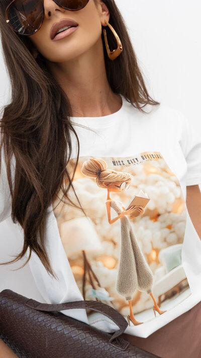MISS CITY OFFICIAL Damski T-Shirt Golden Hour (biały)
