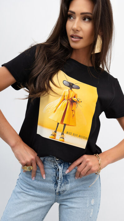 MISS CITY OFFICIAL Damski T-Shirt Wild Elegance (czarny)