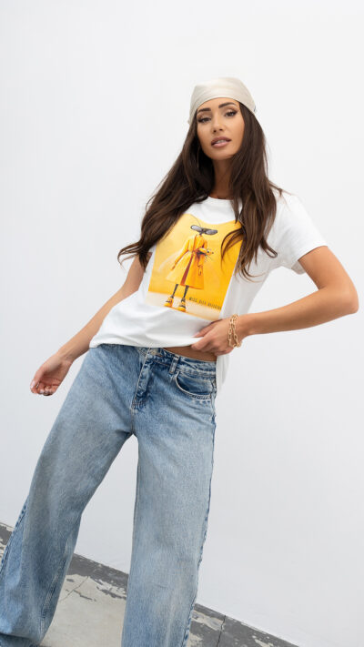 MISS CITY OFFICIAL Damski T-Shirt Wild Elegance (biały)