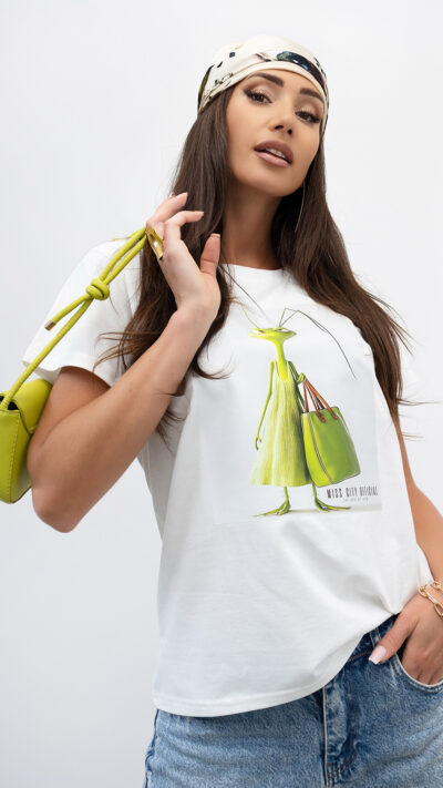 MISS CITY OFFICIAL Damski T-Shirt Ethereal Wings (biały)