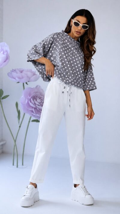 MISS CITY OFFICIAL T-Shirt Kimono Dot (ciemny szary)