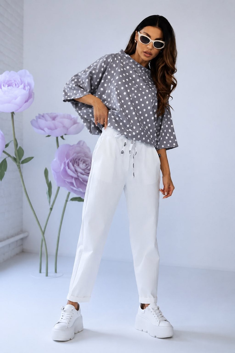 mco damski tshirt kimono dot ciemny szary 1